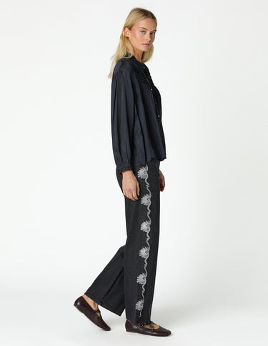 ANTHRACITE DENIM WITH SILVER EMBROIDERY