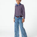 BLUE FRAYED DENIM TROUSERS