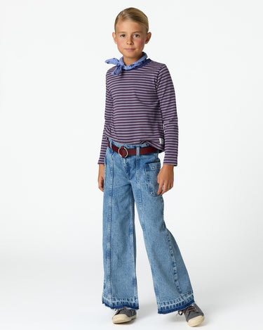 BLUE FRAYED DENIM TROUSERS