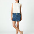 BLUE DENIM BUTTON SKIRT