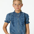 RUFFLED DENIM SHIRT
