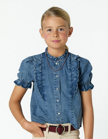 RUFFLED DENIM SHIRT