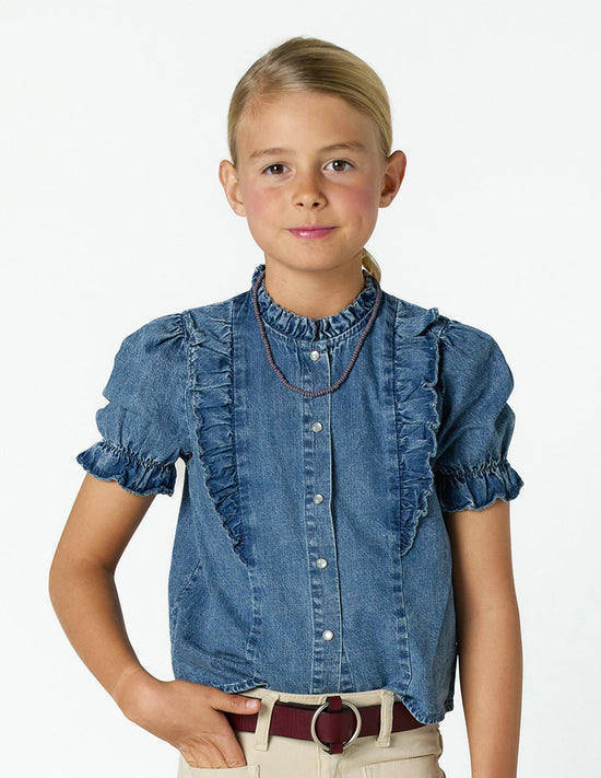 RUFFLED DENIM SHIRT