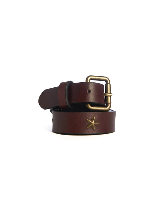 Brown belt with gold star buckle