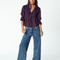 BLUE FLORAL SIDE BUTTON DENIM