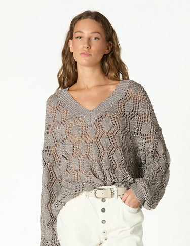 SILVER SHIMMER KNIT SWEATER