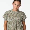 GREEN STITCHING FLORAL PRINT SHIRT