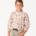 BOUQUET PLUM RUFFLE-SLEEVE YOKE SHIRT