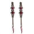 GARNET RHOMBUS BEAD EARRING