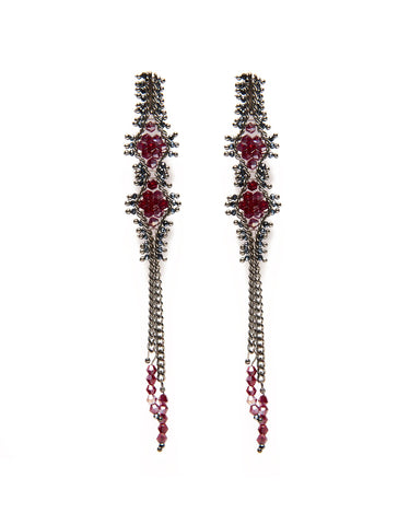 GARNET RHOMBUS BEAD EARRING