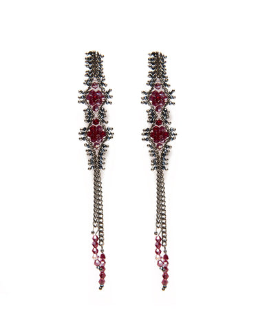 GARNET RHOMBUS BEAD EARRING