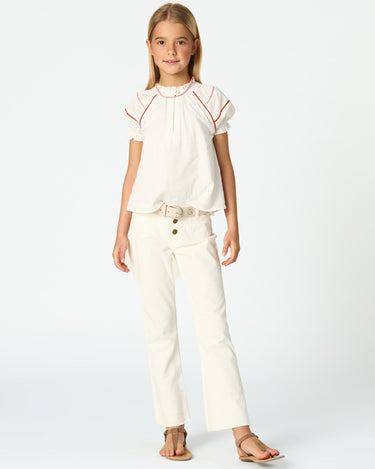 White flared denim pants