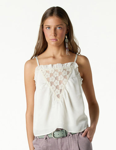 TOP TIRANTES ENCAJE FLOR BLANCO