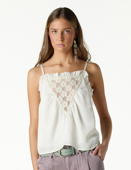 WHITE FLORAL LACE STRAPPY TOP