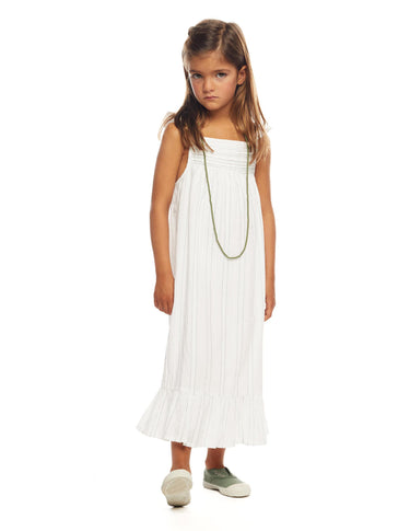 Vestido largo cruzado raya lurex verde