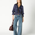 PANTALÓN DENIM TAPETA TACHAS BLUE