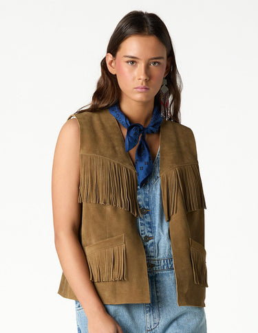 FRINGED SUEDE WAISTCOAT