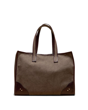 BROWN TWILL STUDENT BAG
