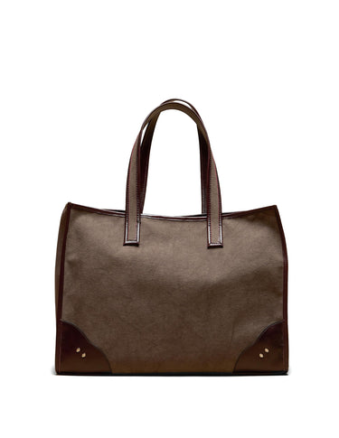 BROWN TWILL STUDENT BAG