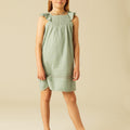 DRAWSTRING RUFFLE DRESS AQUA