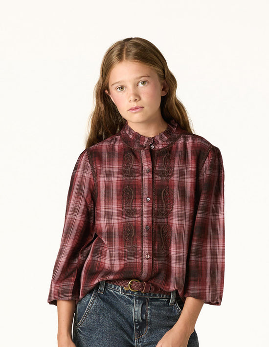 CAMISA BORDADO CUADRO MORA
