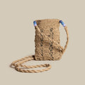 RAFFIA CROSSBODY BAG WITH BLUE BEADS
