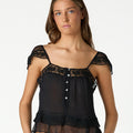 ANTHRACITE LACE CREPE TOP