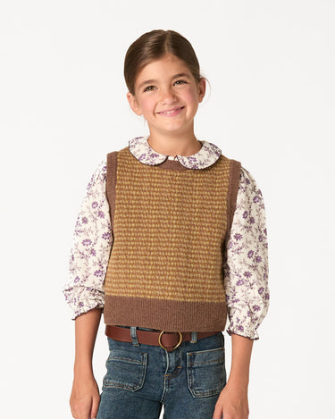 BROWN KNIT MIX VEST