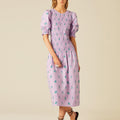VESTIDO FRUNCES LILA FLOR