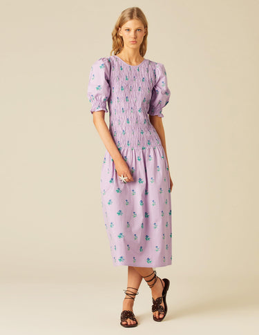 LILAC RUFFLED FLORAL DRESS