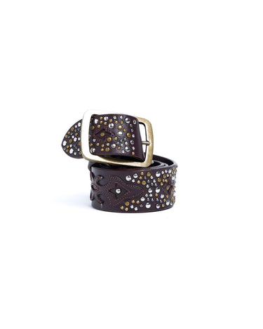 BROWN STUDS PATTERN BELT