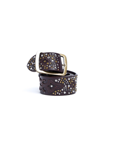 BROWN STUDS PATTERN BELT