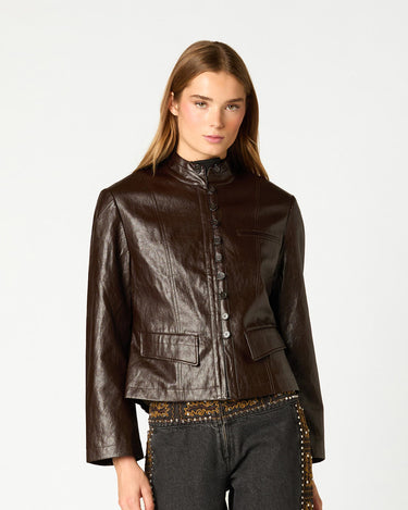 CHAQUETA PIPING MARRON