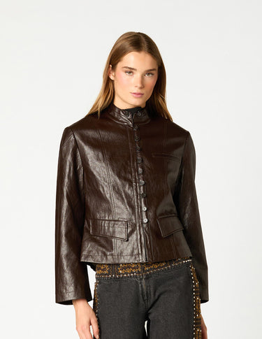 CHAQUETA PIPING MARRON