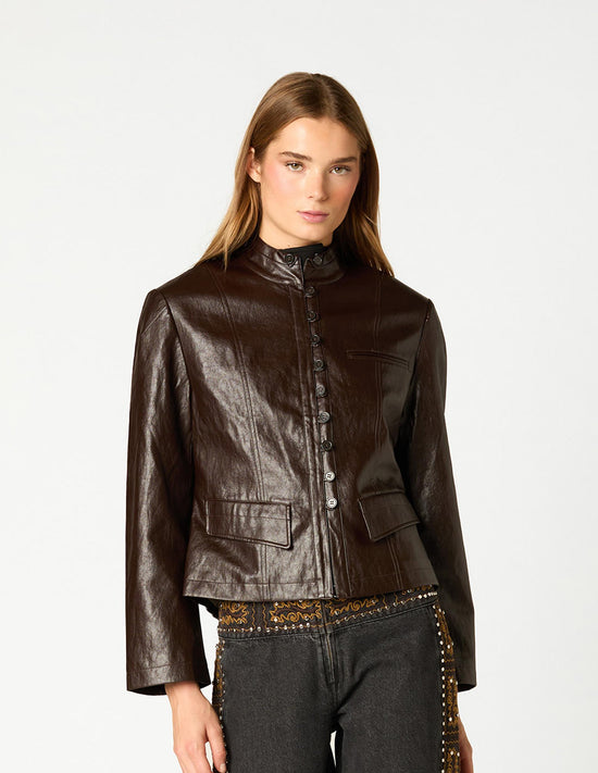 CHAQUETA PIPING MARRON