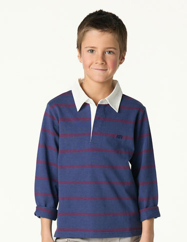 STRIPED BLUE POLO SWEATSHIRT