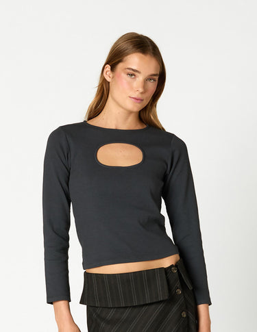 CAMISETA ESCOTE ABERTURA ANTRACITA