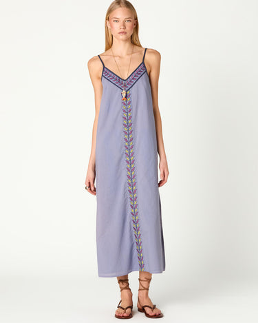 EMBROIDERED LEAVES DRESS
