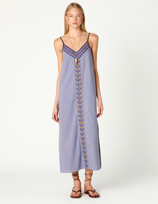 EMBROIDERED LEAVES DRESS