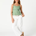 White denim wide-leg trousers