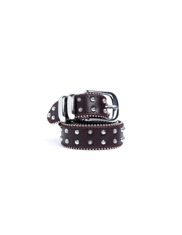 BURGUNDY STUDDED BEAD BELT