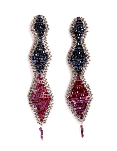 EARRINGS BEADS MULBERRY RHOMBUS