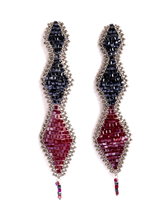 PENDIENTES BEADS MORA ROMBO