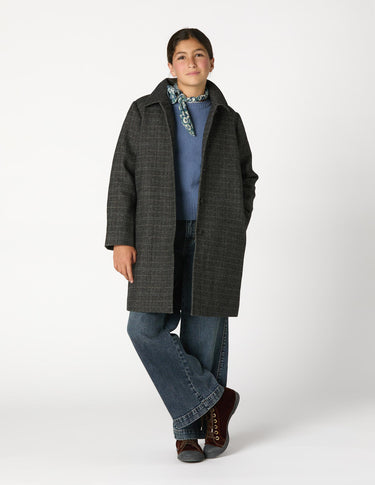 GREY PLAID V-NECK COAT