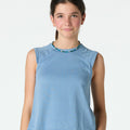 ANILINE BLUE RANGLA SLEEVELESS T-SHIRT