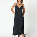 BLACK MIDI SLIP DRESS