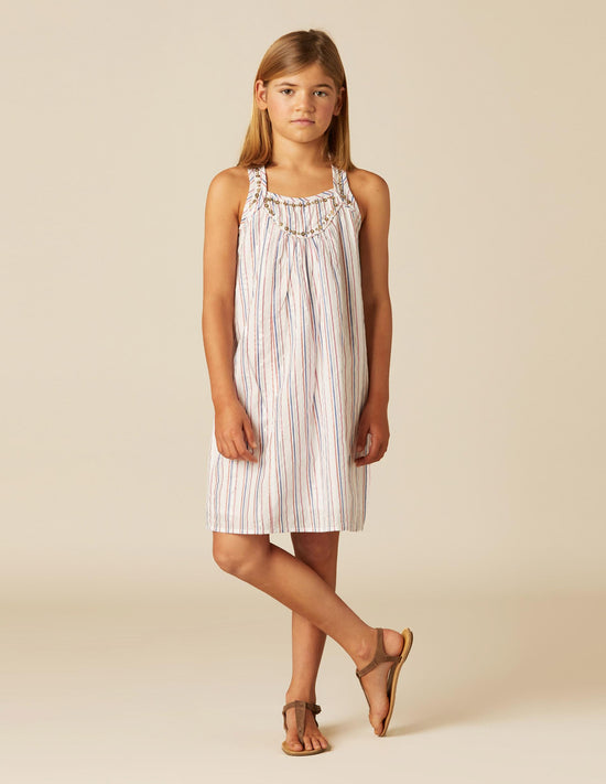 MULTI-COLOURED LUREX STRIPE DRESS