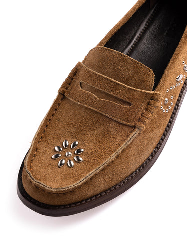 SUEDE LOAFER WITH STUDS