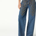 EMBROIDERED BLUE DENIM PANTS