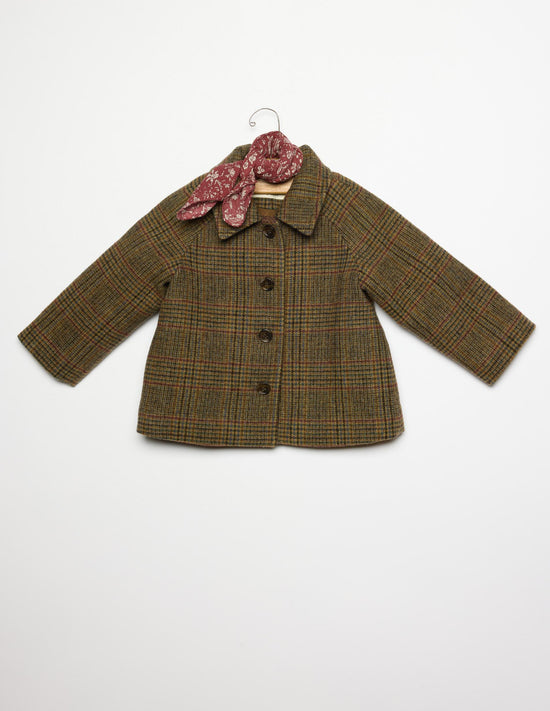 ABRIGO CUELLO PICO CUADRO BROWN